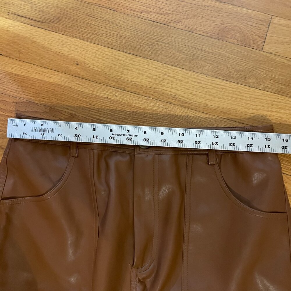Sans Souci Faux leather High waist wide leg  pants Brown size S NWOT o - Picture 8 of 11